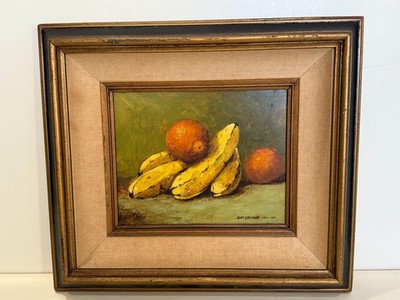 D.W. Crump Original Oil Painting Still Life Fruit Signed 1971 Framed