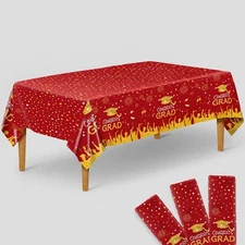 KatchOn, Red and Gold Graduation Tablecloth - XtraLarge Large, 