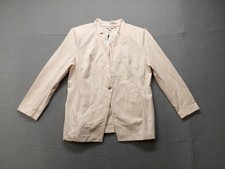 Chicos Women Blazer Jacket 16 Beige Single Breasted Collared Stretch Business