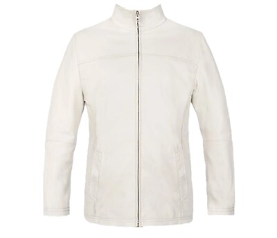 Zayn Fashion Men's Genuine Lambskin Leather White Jacket Motorcycle Biker Jacket