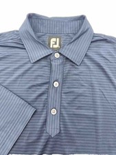 FootJoy Polo Shirt Mens Large Blue/Blue Striped Performance Golf Short Sleeve