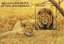 Uganda 1989 - Lions Animals - Souvenir Stamp Sheet - Scott #691 - MNH