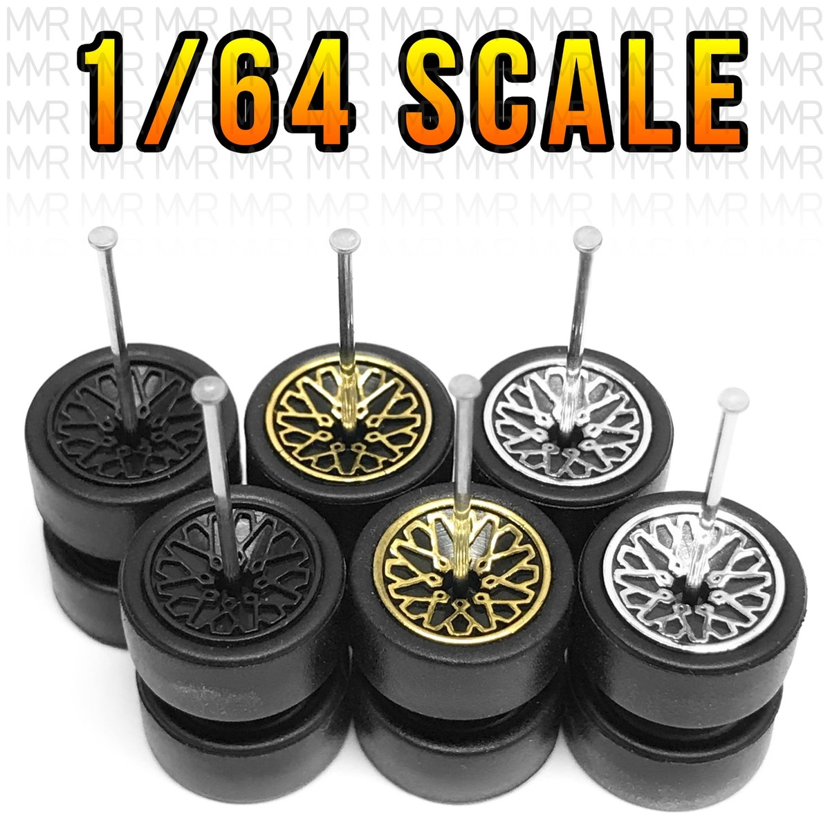 ★ 1/64 Tracking Custom Parts 1/64 Scale FLOWER MESH LACE Real Rider Wheels and Tires Set