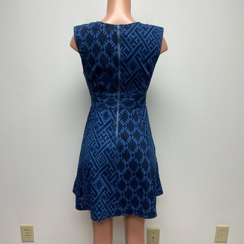 Abito donna Plenty by Tracy Reese blu diamante denim senza maniche scollo a V linea A 2 - Foto 5 di 9