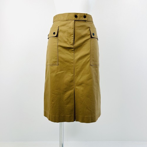 M&S Skirt UK 12L Tall A-line Box Pleats Retro 70s Utilitarian Minimalist - Picture 7 of 24