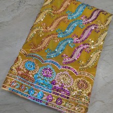 Indian Stunning Dupatta Scarf Beaded Sequins Embroidery Georgette Veil Stole L"