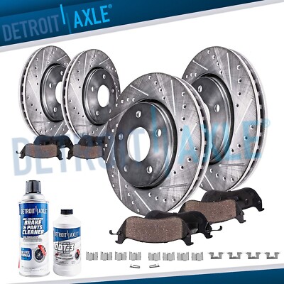 Front Rear Drilled and Slotted Rotors Ceramic Pads for 2007 - 2015 Mazda CX-9