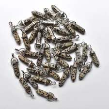 Natural Mottled Stone 50pcs Pendants Hexagonal Pillar Pendulum DIY Necklaces
