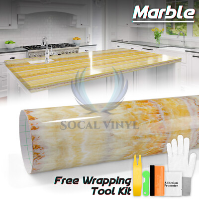 Gloss Marble Granite Vinyl Wrap Sticker Wallpaper Kitchen Home Counter Top D20
