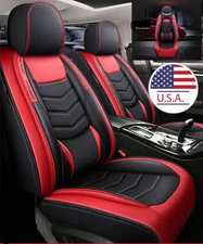 4 Seasons Universal PU Leather 5-Seat Car Seat Cushion Protector Cover USA Ship