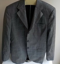 PAUL STUART 100 Wool 3 Button Gray/White Checked Blazer SZ 38R
