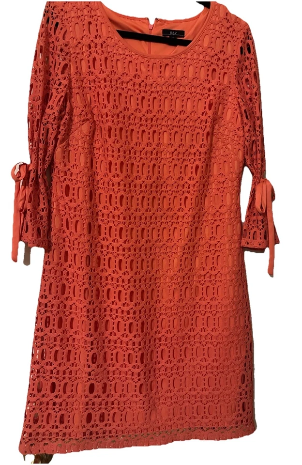 R&K Orange Women’s Lace Dress, Size 14 - Image 3 of 4