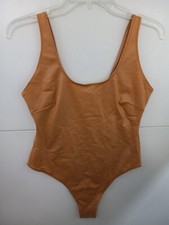 SKIMS Kim Kardashian Wet Look Tank Top Bodysuit Ochre Medium NWT
