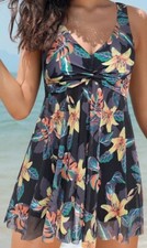  5SB 11231-HDTwist Front Mesh Printed S/dress Multi Size L