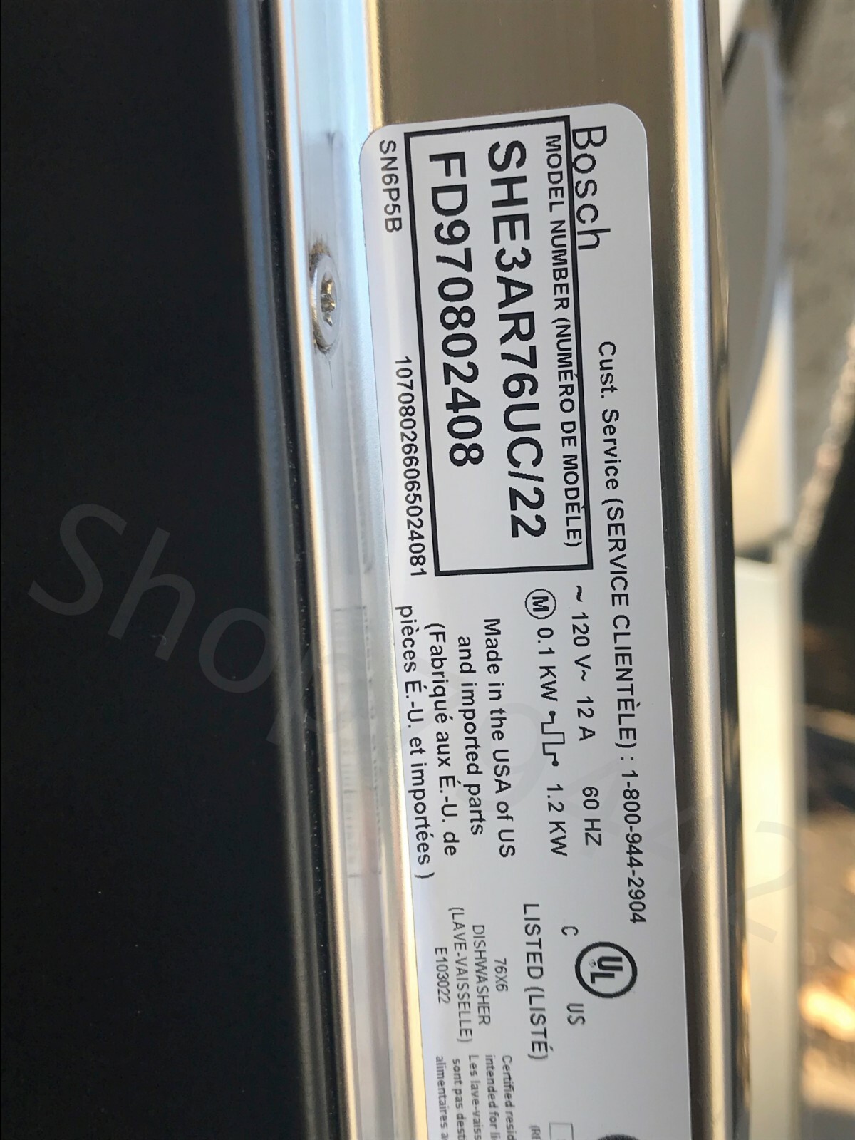 BOSCH Dishwasher Front DOOR Control Panel BLACK SHE3AR76UC/22 Parts