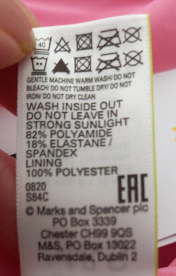 BNWT MARKS AND SPENCER GIRL'S PINK 3D FLOWER DETAIL SWIMMING COSTUME