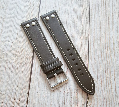 Premium Leather Watch Strap Band Rivet Stud Pilot Flieger Aviator 20 22 24 mm UK - Picture 29 of 71