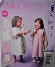 McCall's M6687 Girl's Dresses/Pinafore Pattern-Size 2-3-4-5~New/FF~Released 2013