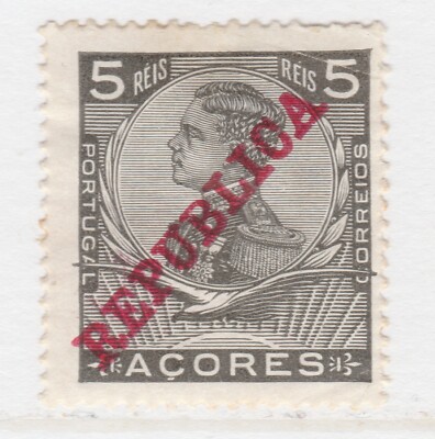 Portugal Acores Azoren 1911 D. Manuel Optd REPUBLICA 5r MH* A27P28F23666