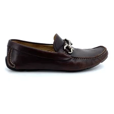 Men’s 6 D Salvatore Ferragamo Brown Leather Horse Bit Driving Mocs Loafers Italy