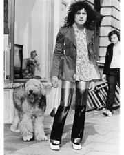 MARC BOLAN CANDID T REX  1970's with his dog 8x10 inch photo