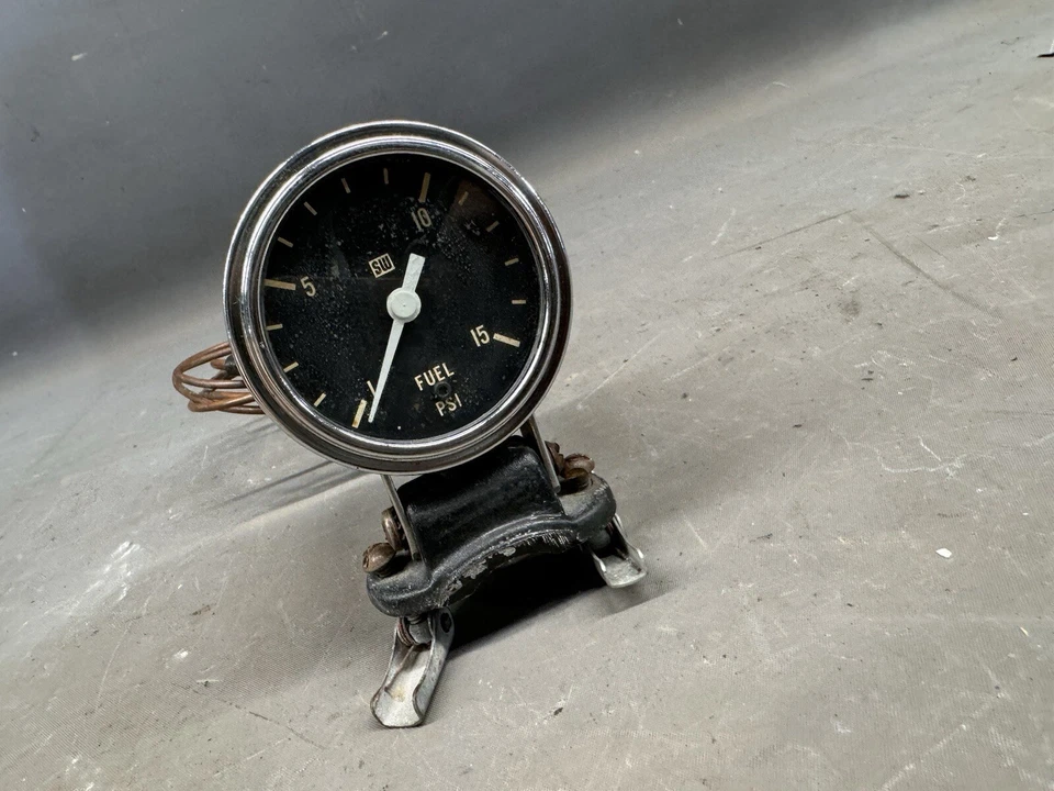 Medidor de presión de combustible Stewart Warner de colección arrastre carreras rata Hot Rod Ford Chevy Foto 2 de 4