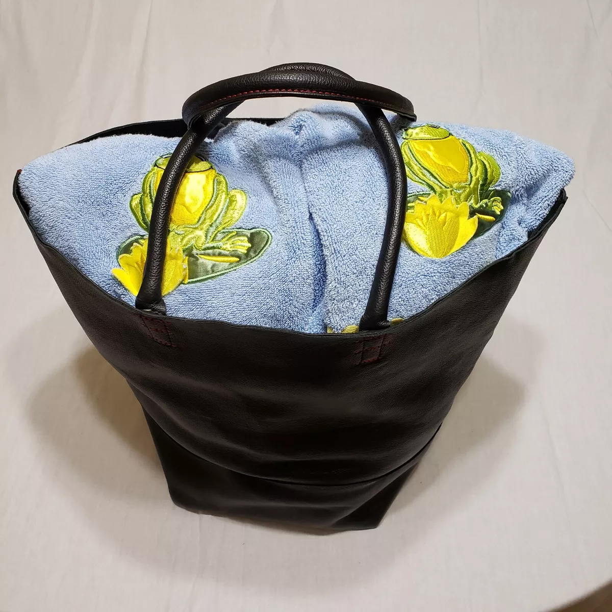CONRAN SHOP LARGE TOTE BLACK 100 LEATHER SHOPPER STYLE BAG. NEW