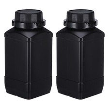 2 Pcs 1000ml Reagent Bottles, HDPE Wide Mouth Square Bottles Black
