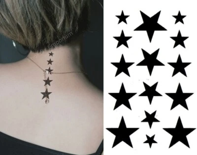 PHOENIX Star Temporary Tattoos Neck Body Women Men Fake Sticker Waterproof Star Tattoos