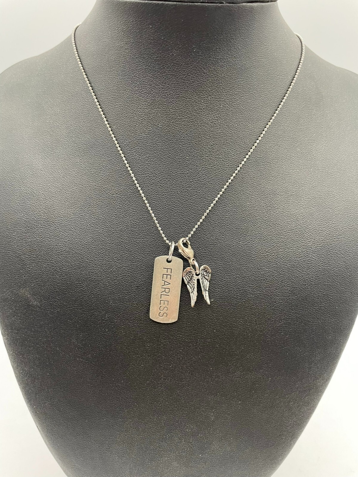 origami owl fearless angel wings necklace dog tags si… Gem