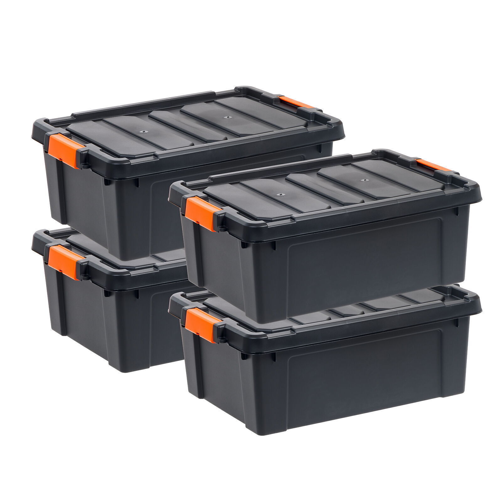 47 Qt Heavy-Duty Black Storage Tote Set of 4 for Indoor & Outdoor Use