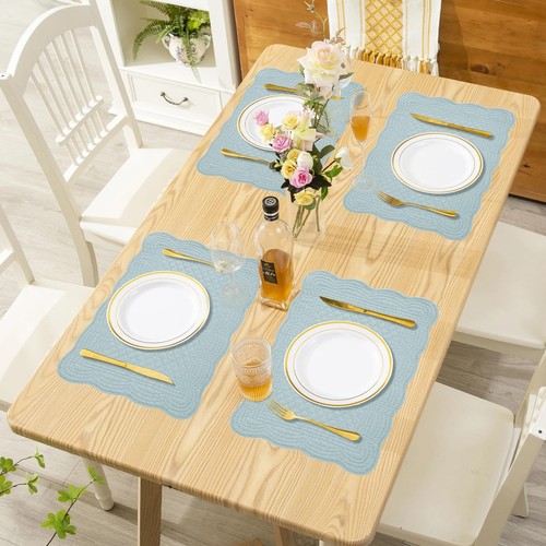 100% Cotton Quilted Placemats Set of 6Washable Cloth Table Placemats for Kitc - Picture 2 of 8