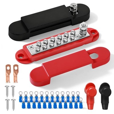 Bus Bar 12V 150A Power Distribution Block, 1/4 in Stud Terminal Buss Bar, Premiu