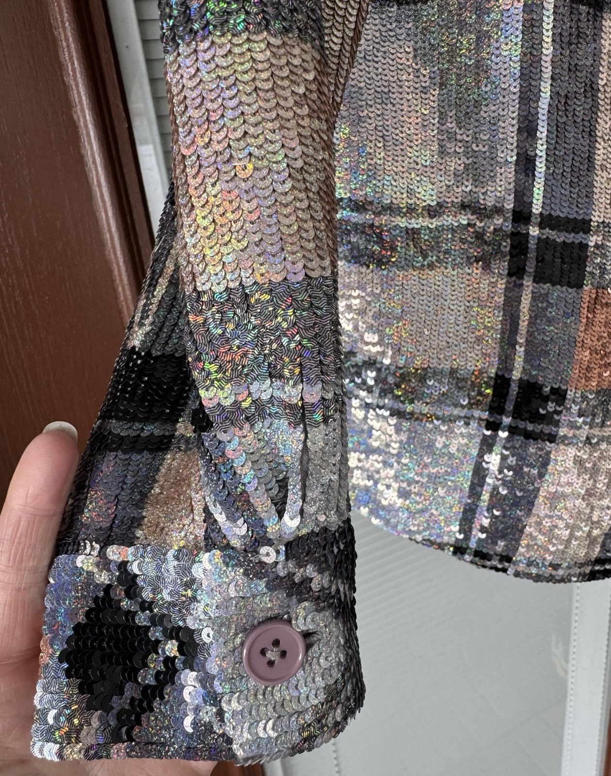 ASHISH Button Down Checked Checkered Sequin Embel… - image 6