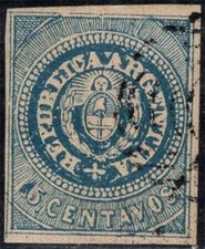 Argentine 1862 Mi. 7 Oblitéré 100% 15 C, blason