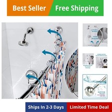Rotating Curved Shower Rod Brushed Nickel - Flips In and Out GREAT for Small ...