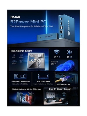 BMAXB2 ミニPC Bmax Mini PC B2 Power Intel 5205U 8GB DDR4 256GB M.2 NVMe SSD