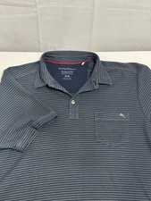Tommy Bahama Island Zone Polo Men's Medium Blue/White Stripe 37.5 Technology