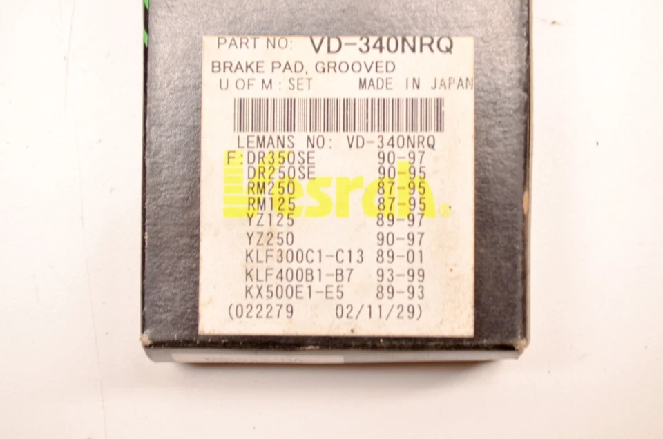 Vesrah Vd-340Nrq Brake Pad Kit NOS - Image 3 of 3