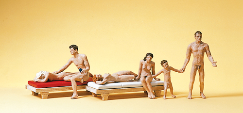 Preiser 10439 Couple/ Family At Nudist Beach HO Gauge Figures