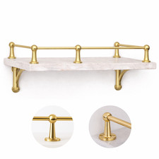 Solid Brass Gallery Shelf Rail - 6mm Rod, Polished Brass Finish & Brackets