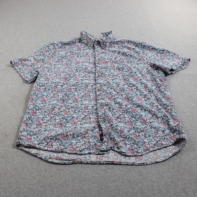 Faherty Breeze Shirt Mens XL Floral Linen Tencel Short Sleeve Button Down Beach