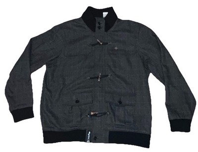 E9 Italian Climbing Toggle Bomber Jacket 4XL Wool Blend Plaid Gorpcore- Lng Coat
