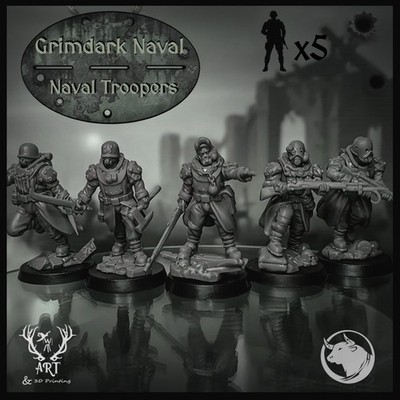 GRIMDARK NAVAL FORCE - NAVAL TROOPERS 5X - TAUROS CREATIVE - WARGAMER RESIN