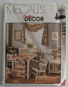 McCALL'S PATTERN #8391 WINDOW SWAG, SHAG ORGANIZER CUSHION VARIETY OF COVERS UC