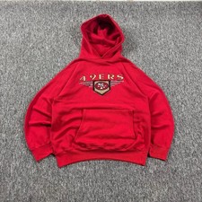 Vintage 90s Made In USA San Francisco 49ers Distressed Hoodie Red Medium