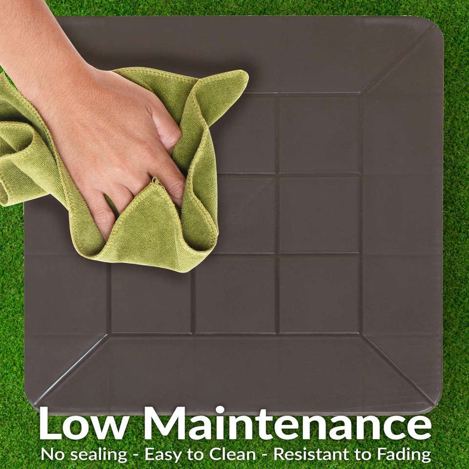 Mesa auxiliar cuadrada de plástico de 18,5 pulgadas para patio - marrón de Sunnydaze Foto 3 de 4