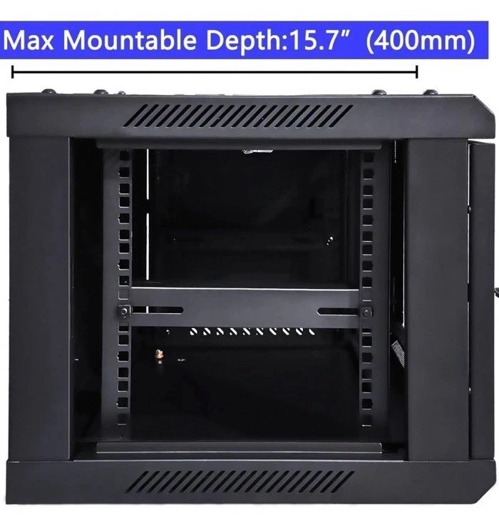 6U Wall Mount Server Cabinet Network Rack Enclosure Locking Glass Door Netcable - Image 4 of 4