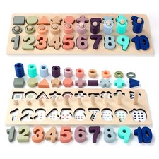 Toddler Montessori Toys Teaches Number, Counting, Math, Stacking Fun Preschoo...