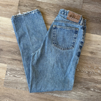VTG 90s Express Bleus Jeans 100% Cotton Denim High Rise Button Fly Womens 7/8
